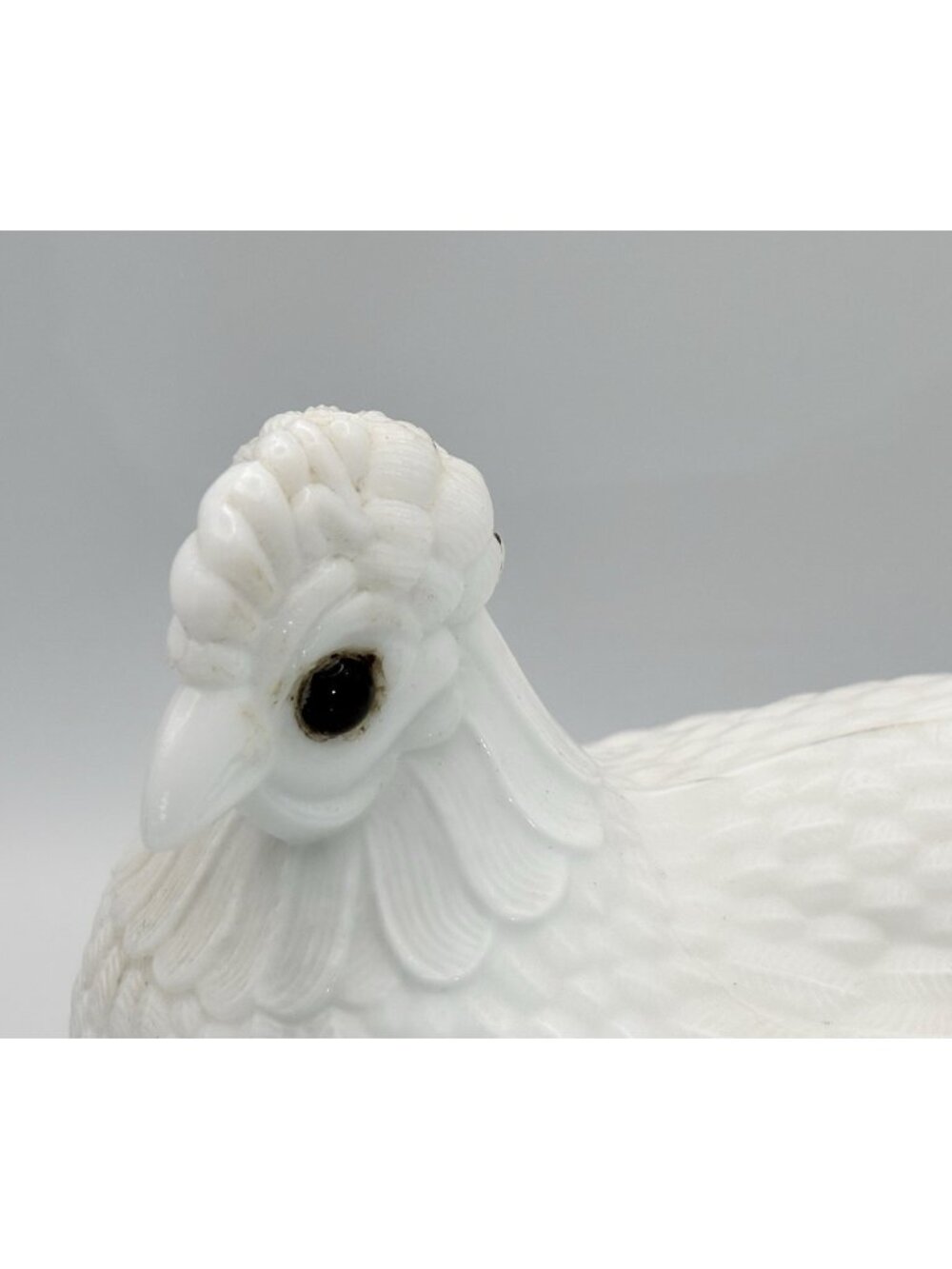 Vintage Milk Glass Hen on Nest 7” Split Tail Glass Eyes *Replacement Eye* - Picture 2 of 10